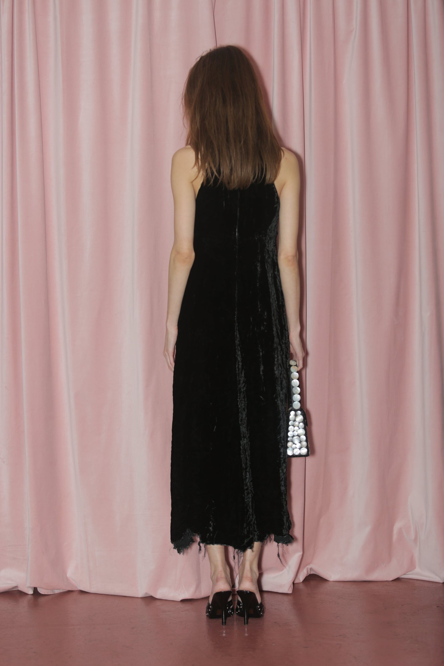 girl in halter dress