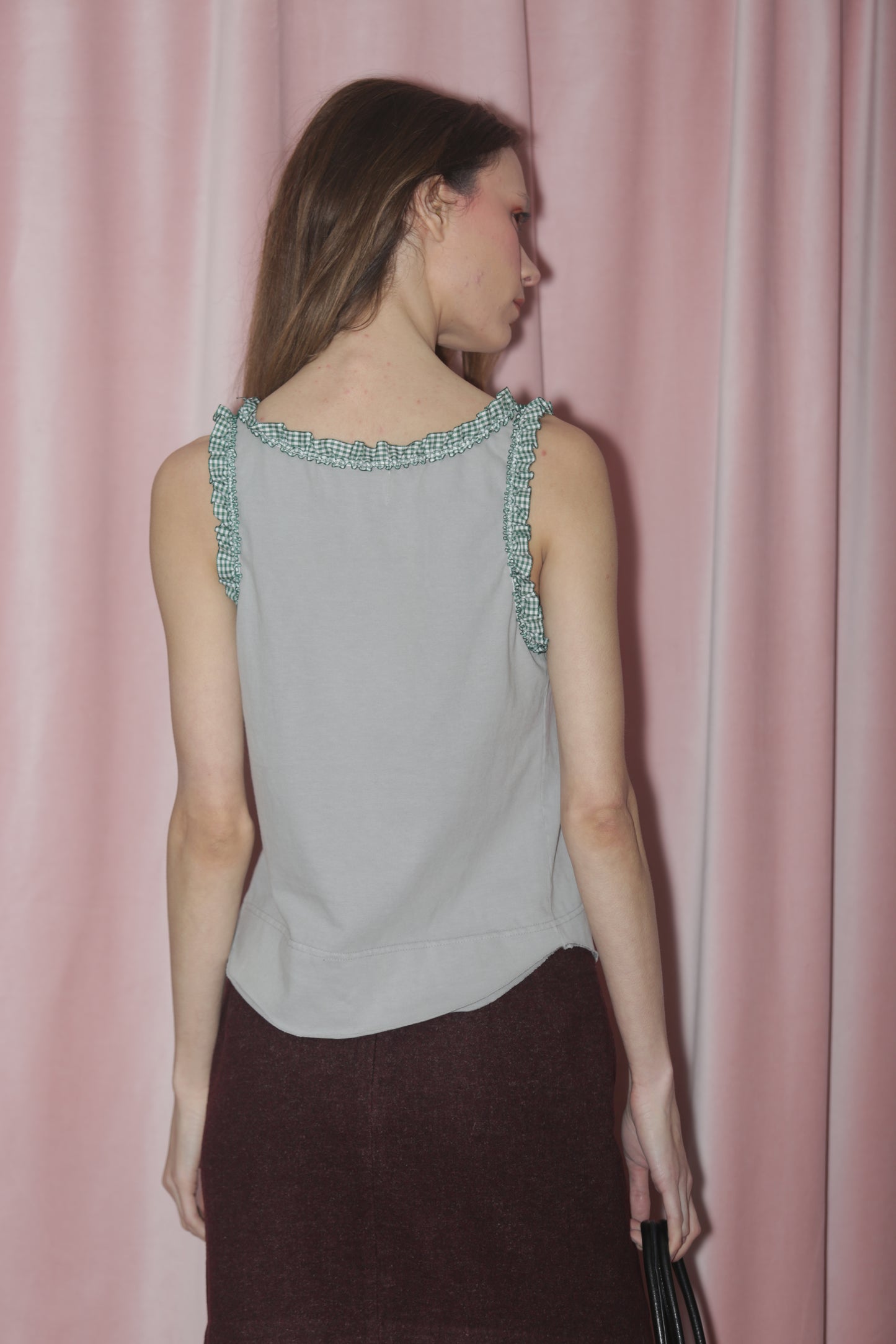 Grey Ruffle Tank Top (S)