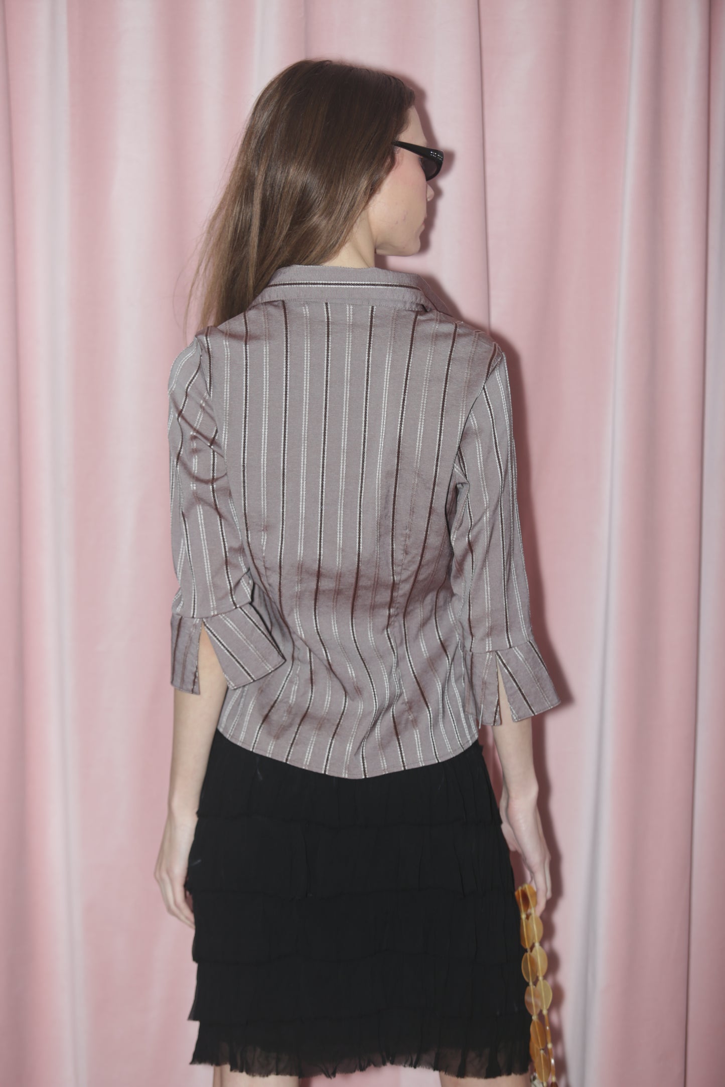 Brown Pinstriped Button Down (S)