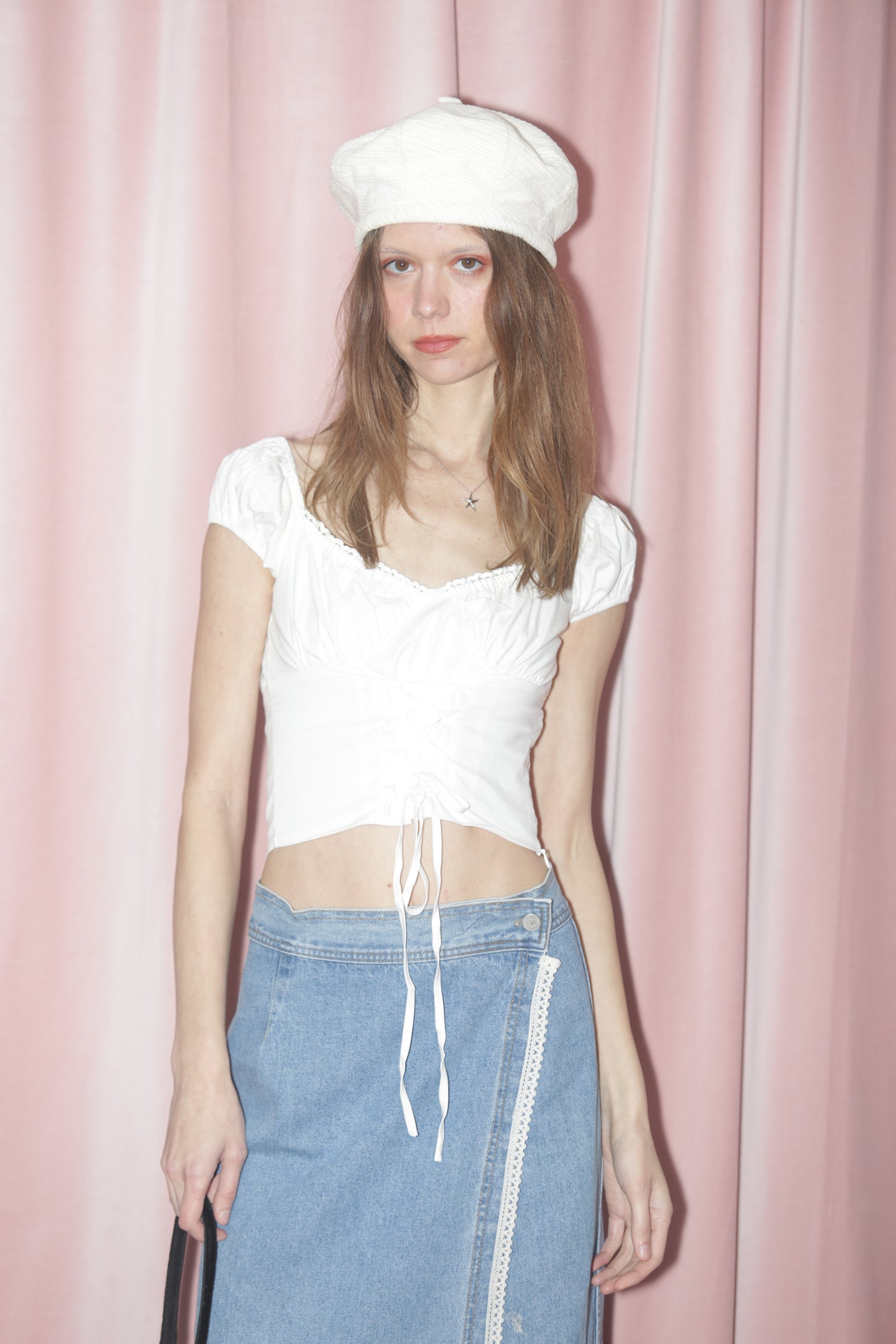 girl in white top