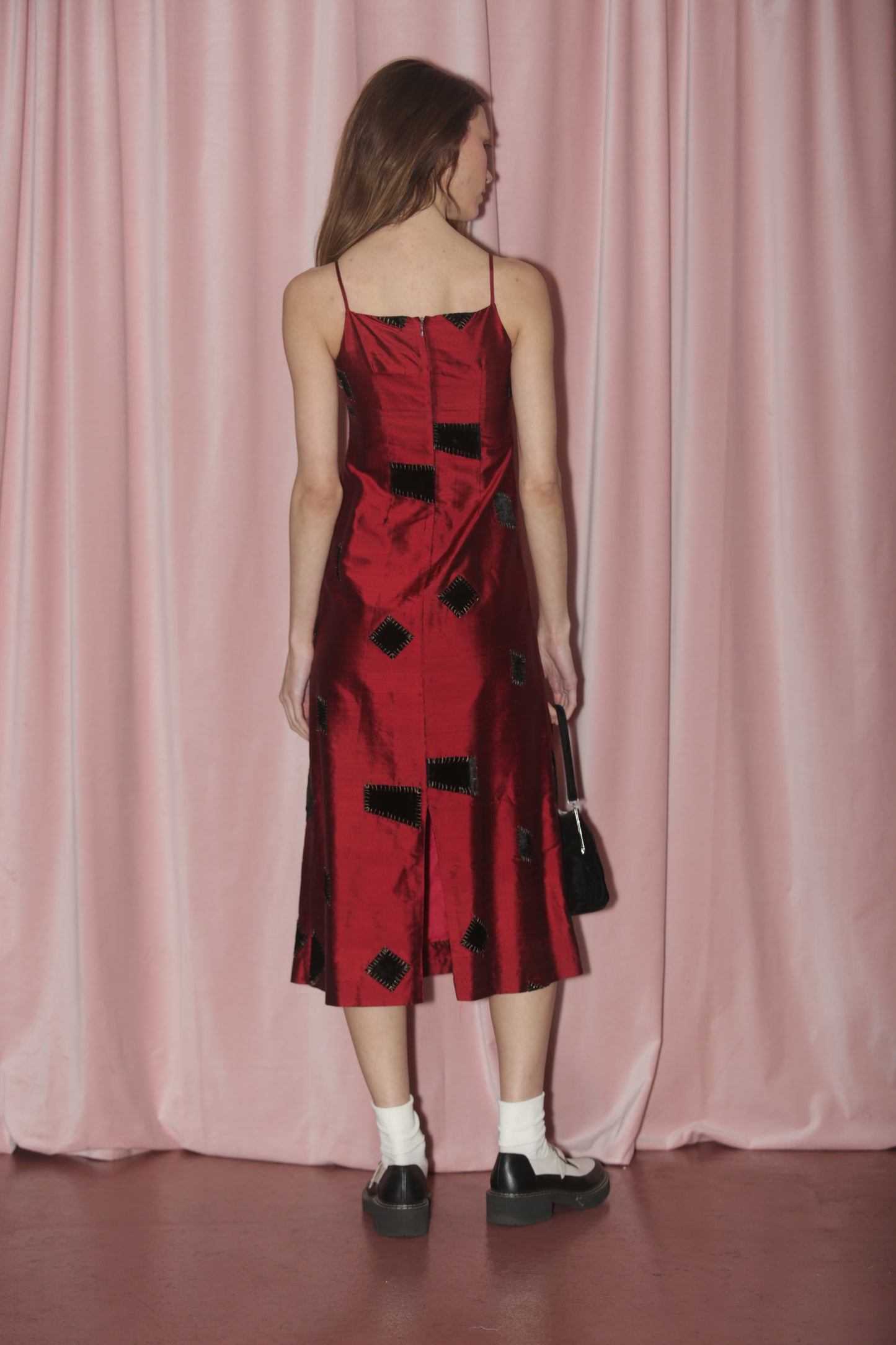 90s Red Patchwork Dress (XS)