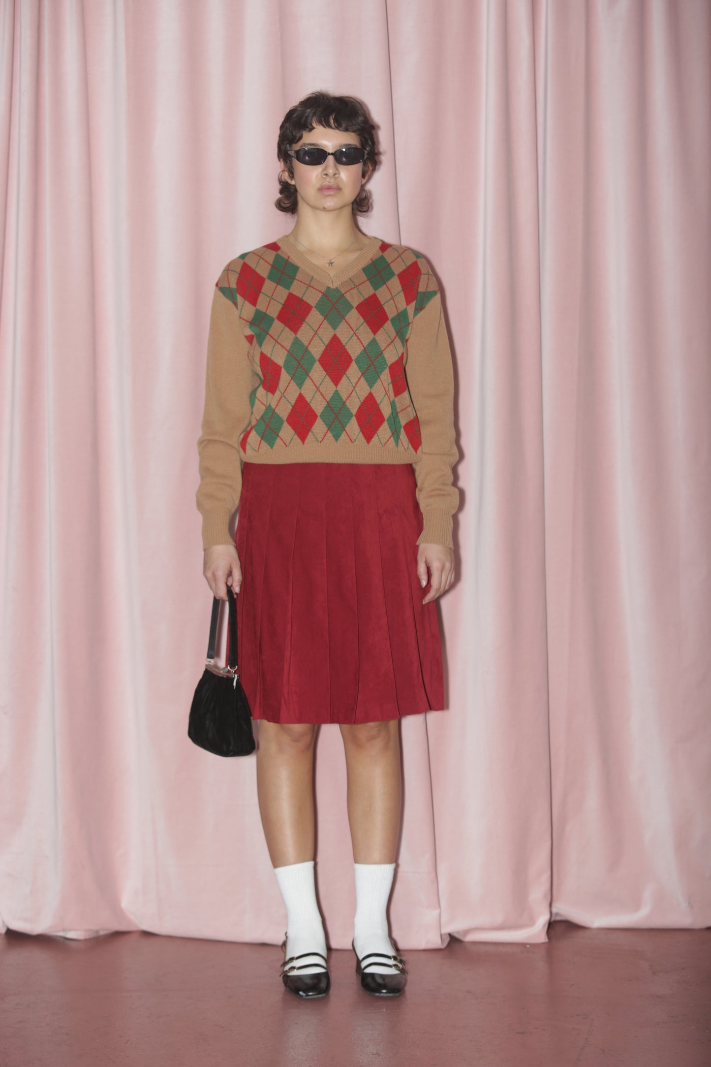 Ruby Red Pleated Skirt (S)