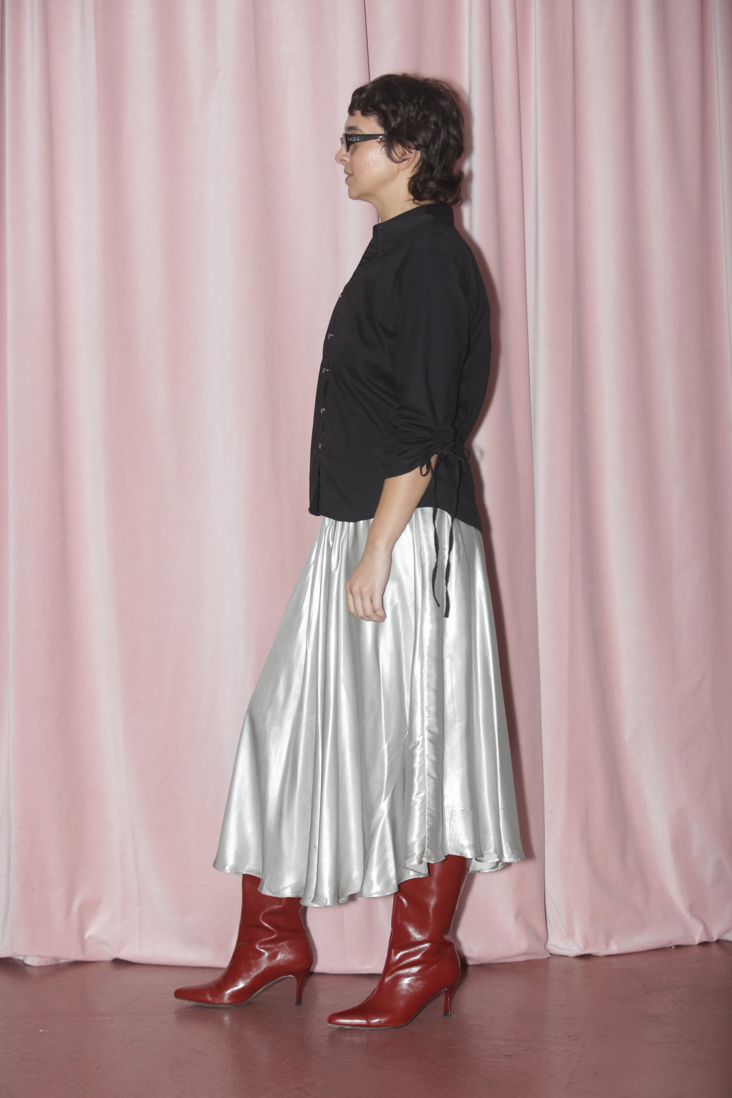 girl in black button up