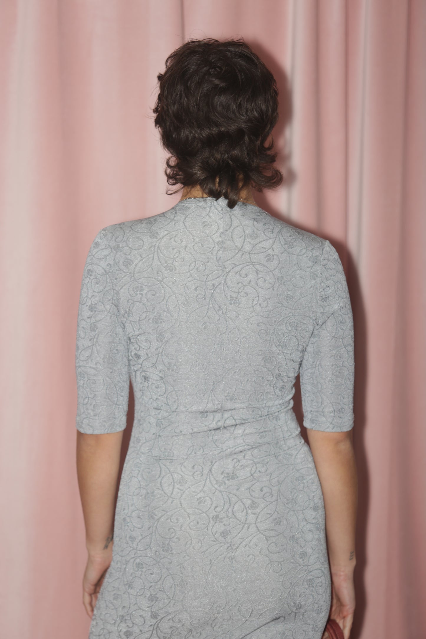 girl in silver dress