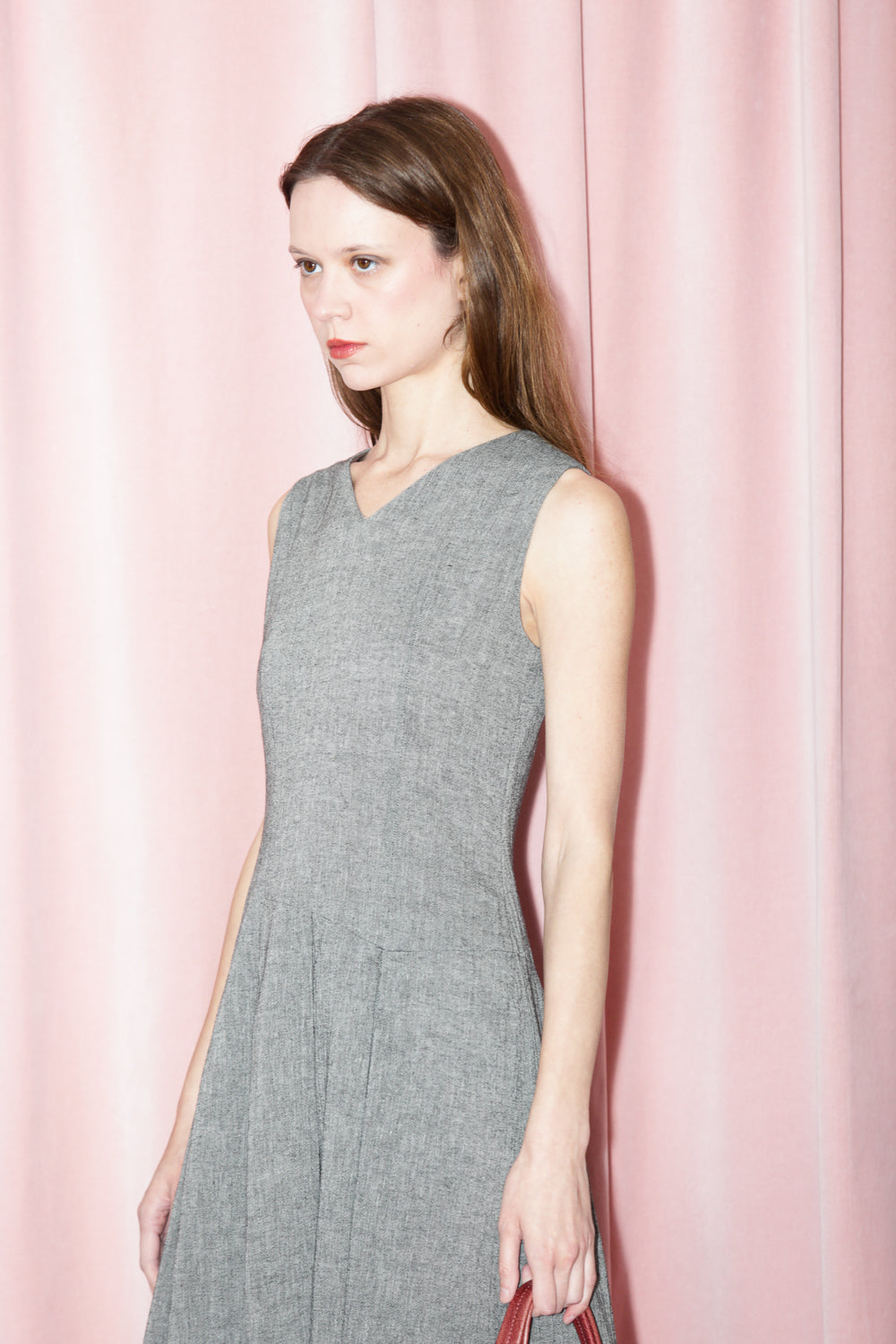 Heather Charcoal Pleated Dress (S)