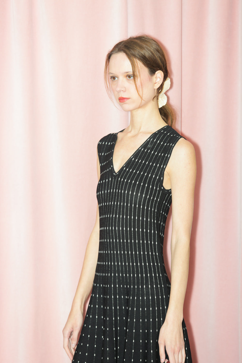 Black & White Ribbed Slip Dress (S)