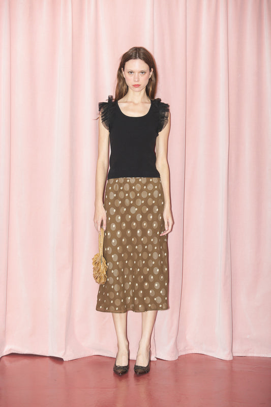 Brown Polka Dot Skirt (S)