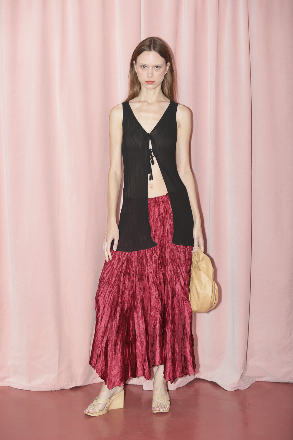 Black Sheer Open Tie Top (S)