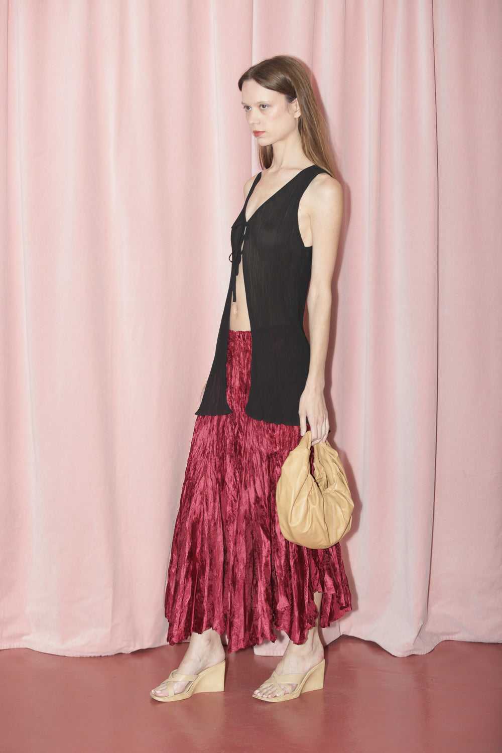 Black Sheer Open Tie Top (S)