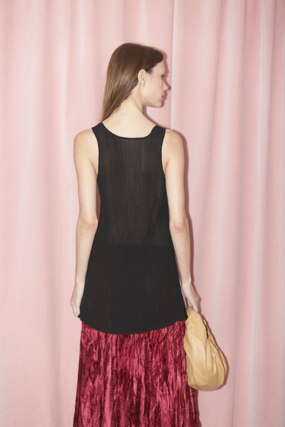 Black Sheer Open Tie Top (S)