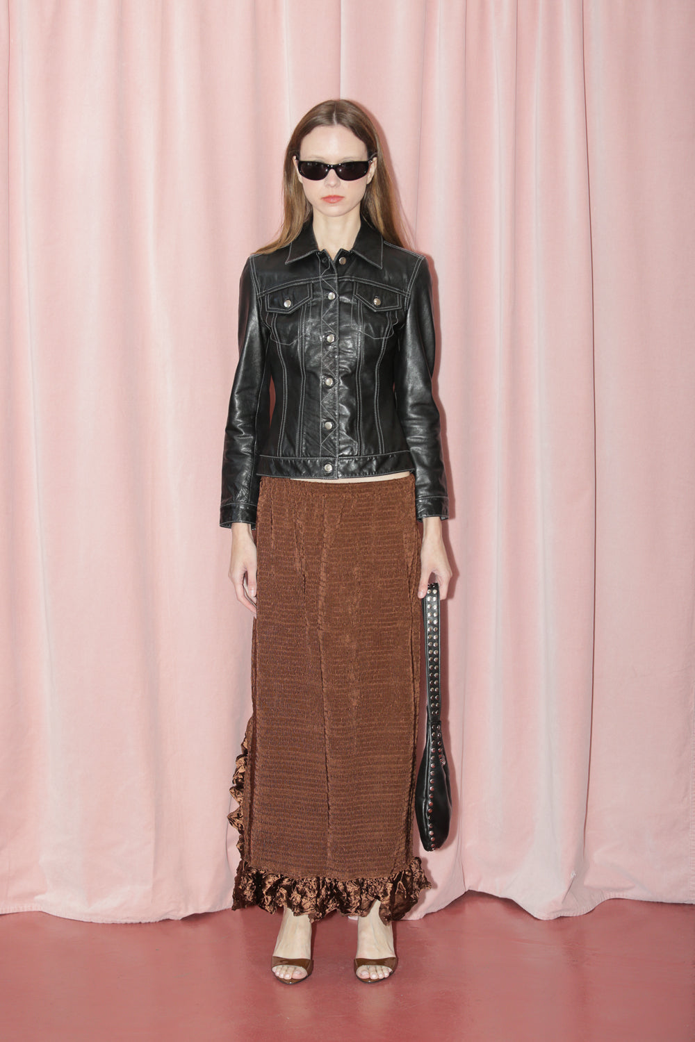 Brown Textured Skirt (S)