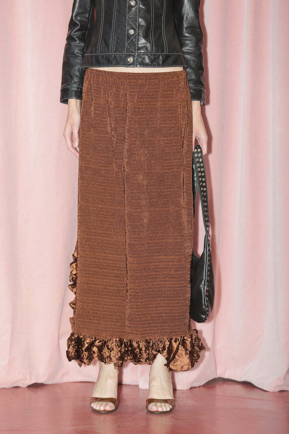 Brown Textured Skirt (S)