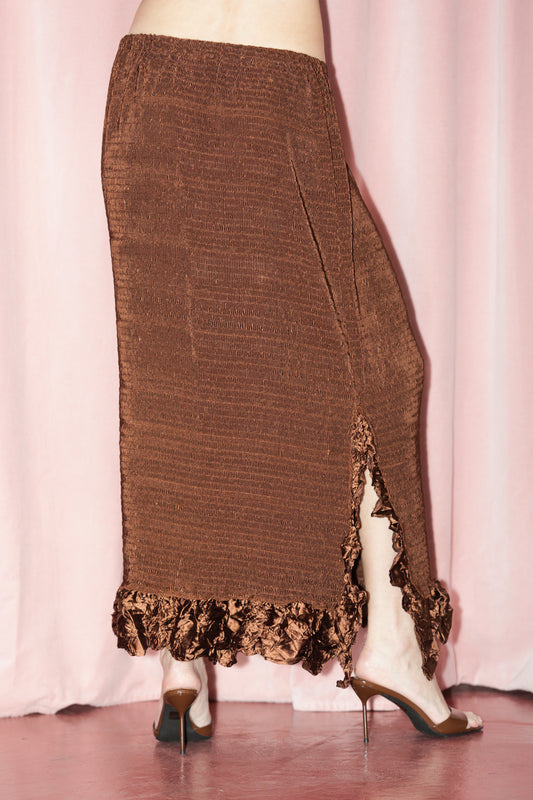 Brown Textured Skirt (S)