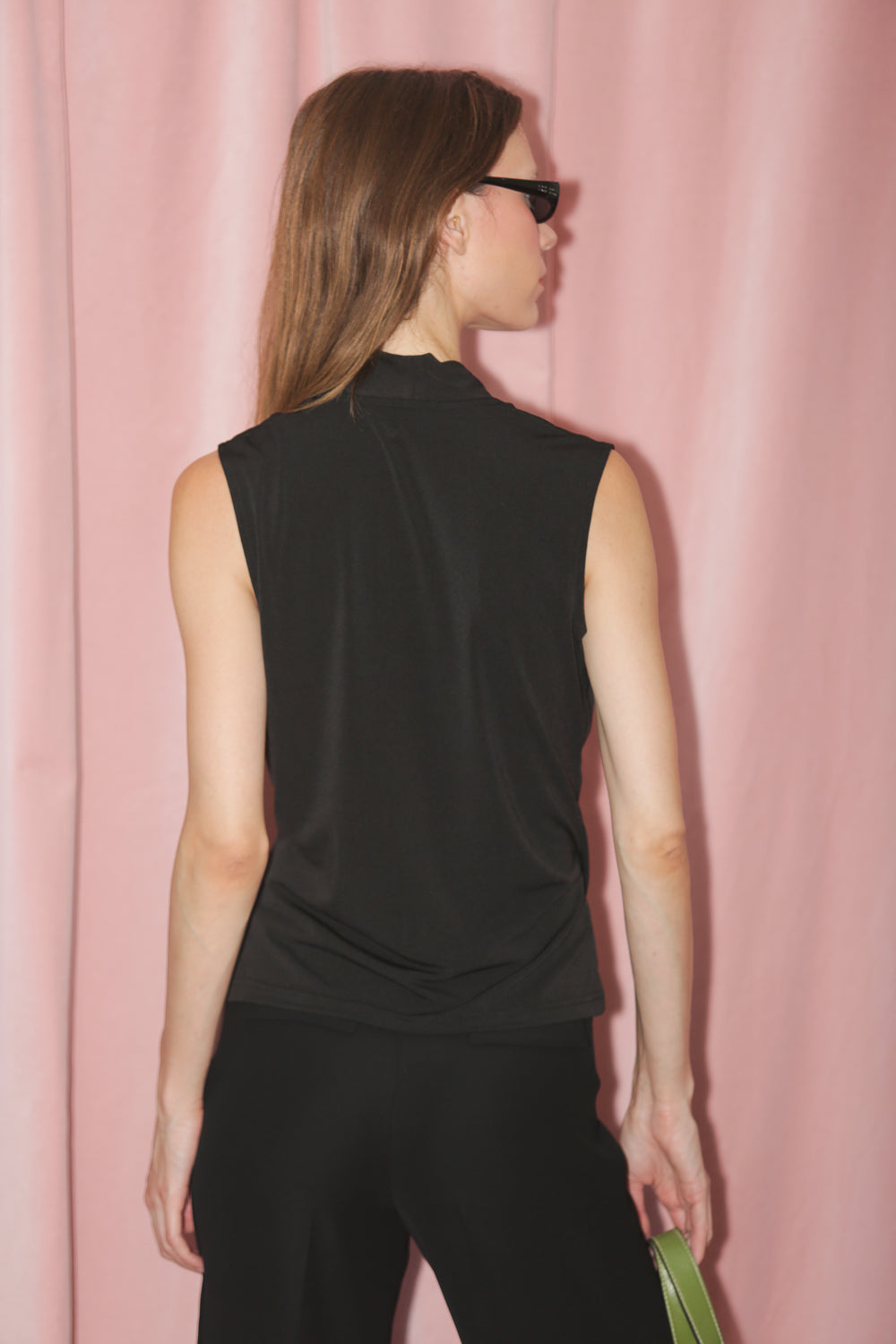 Black Draped Cropped Top (S)