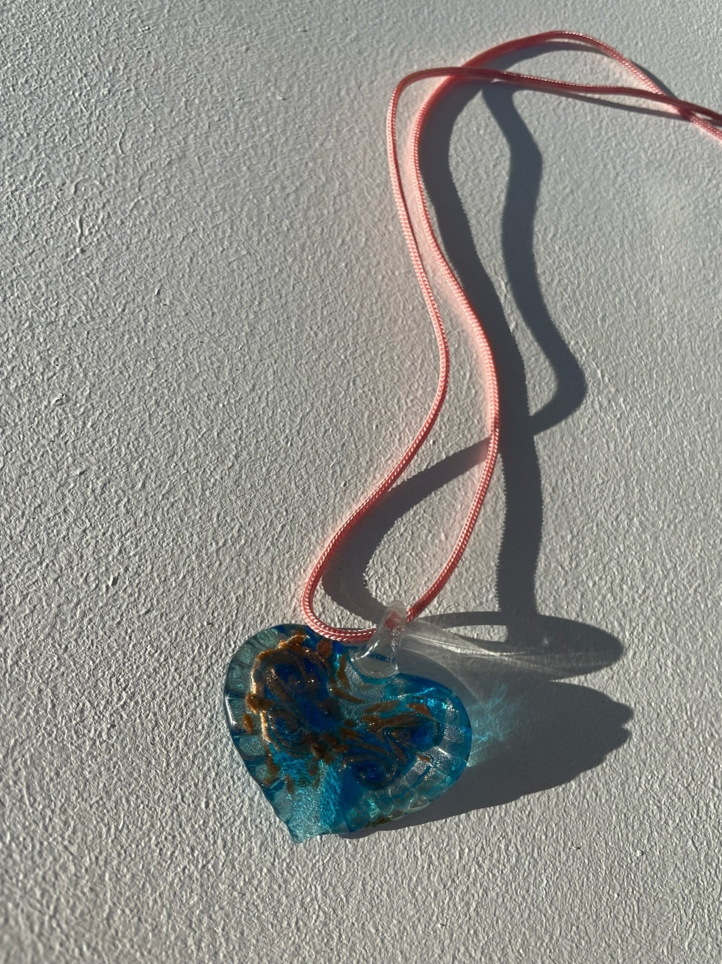 Vintage Heart Glass Pendant Necklace