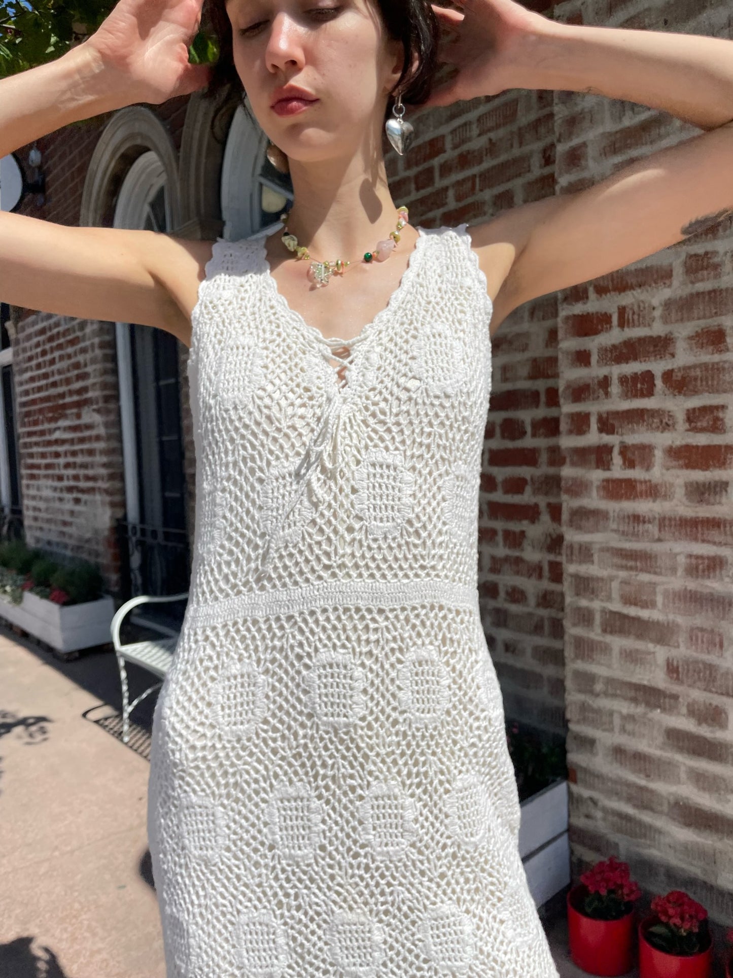 White Crochet Tank Dress (S)