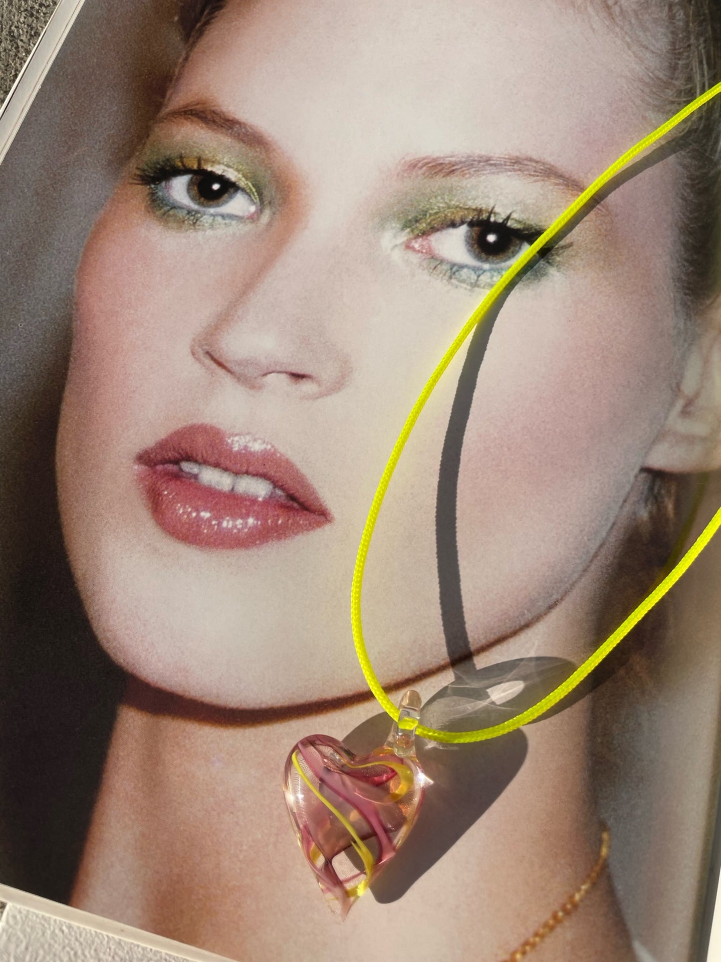 Vintage Heart Glass Pendant Necklace