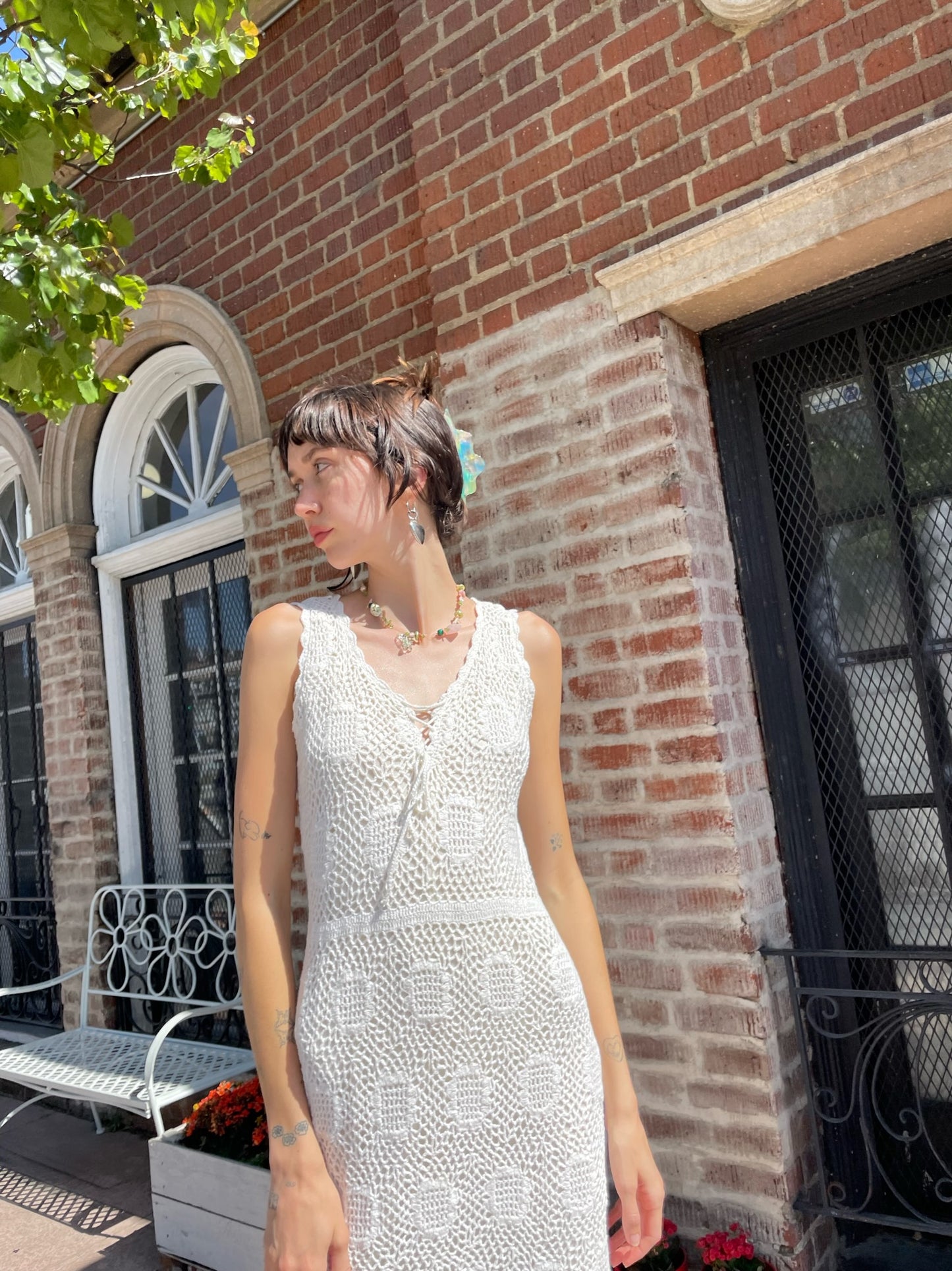 White Crochet Tank Dress (S)
