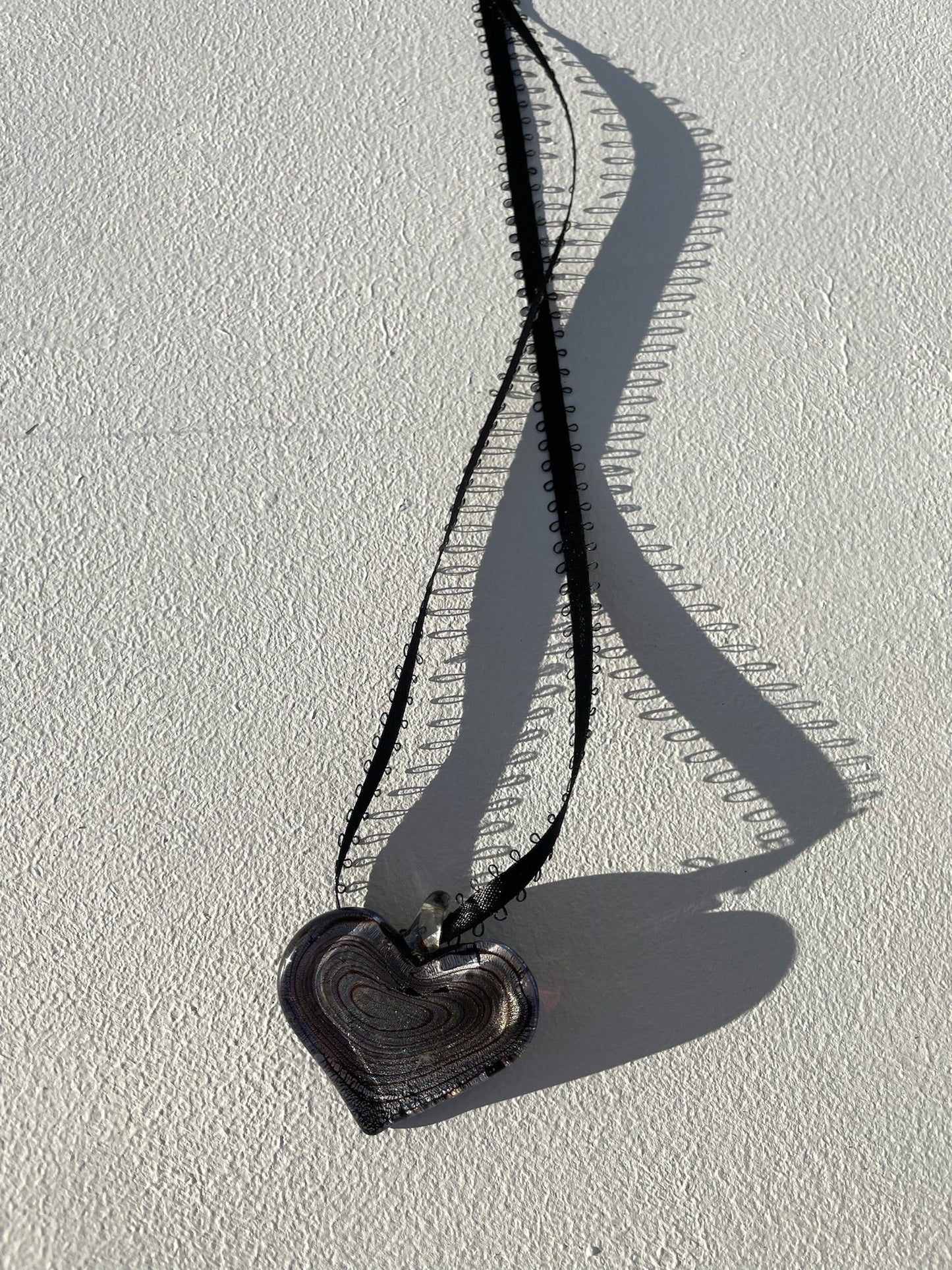 Vintage Heart Glass Pendant Necklace