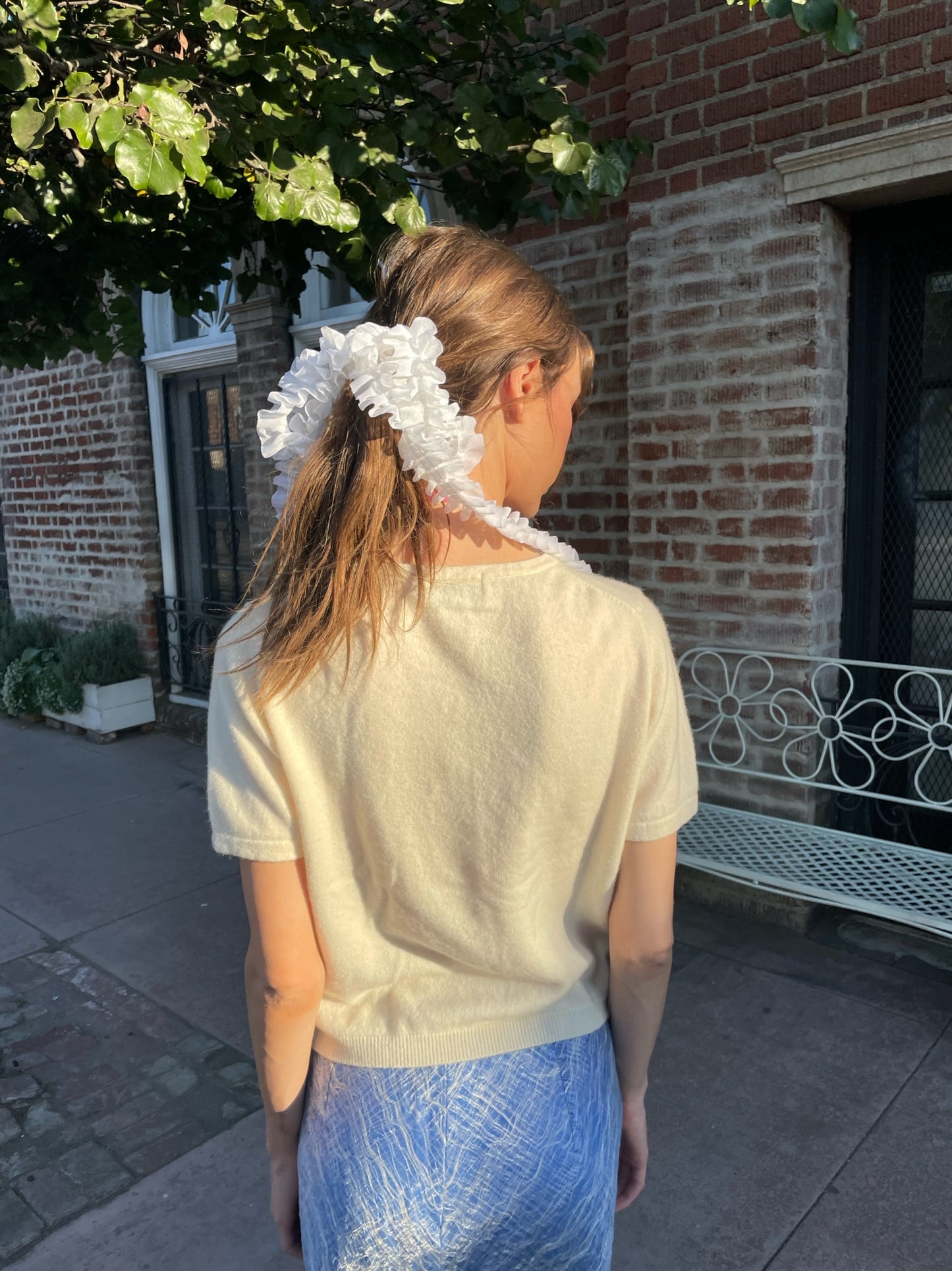 Ivory Ruffle Bow