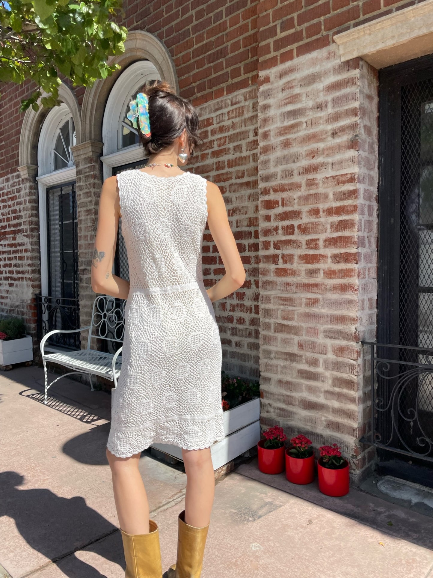 White Crochet Tank Dress (S)