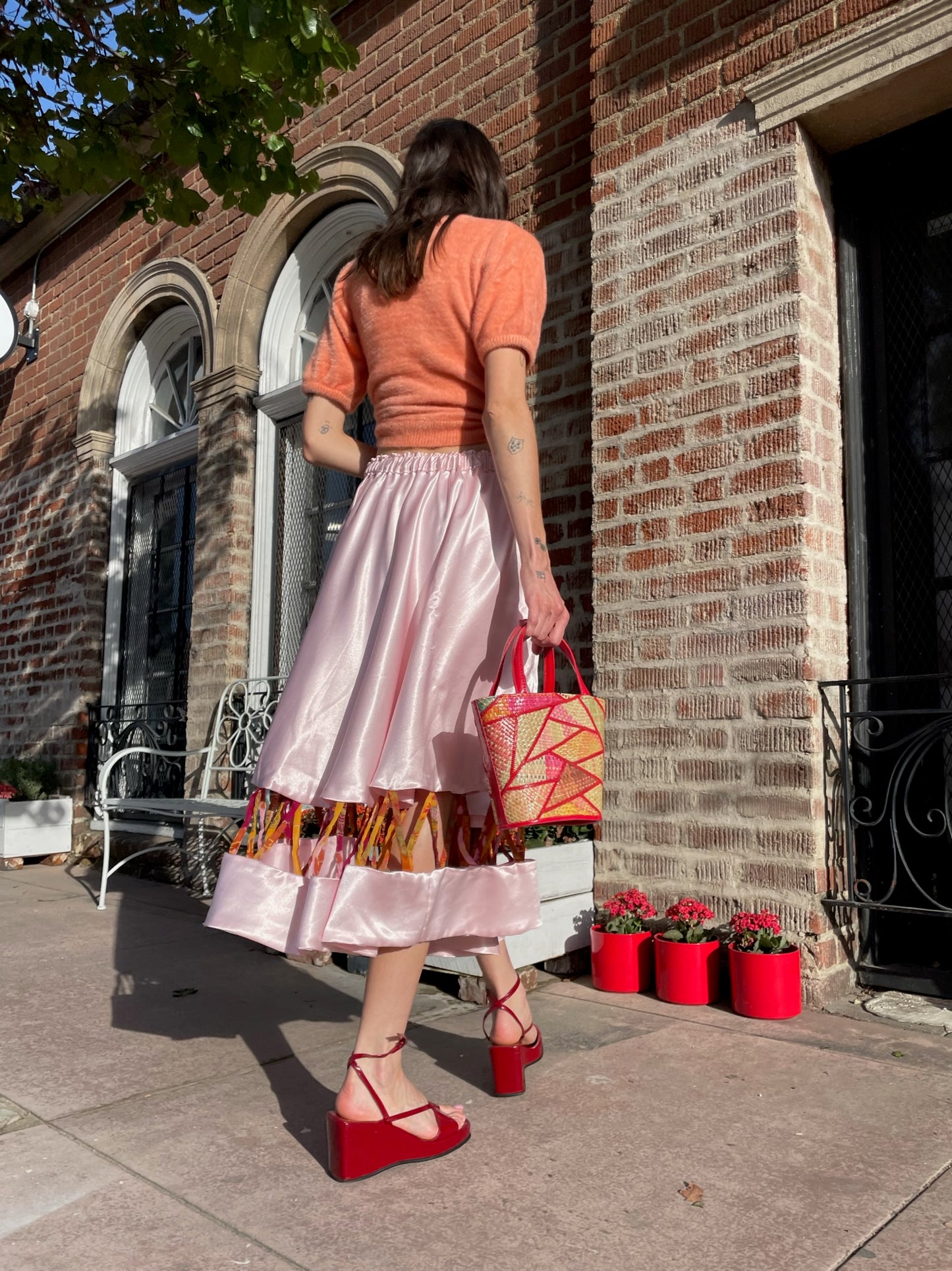 Pink Satin Skirt (S)