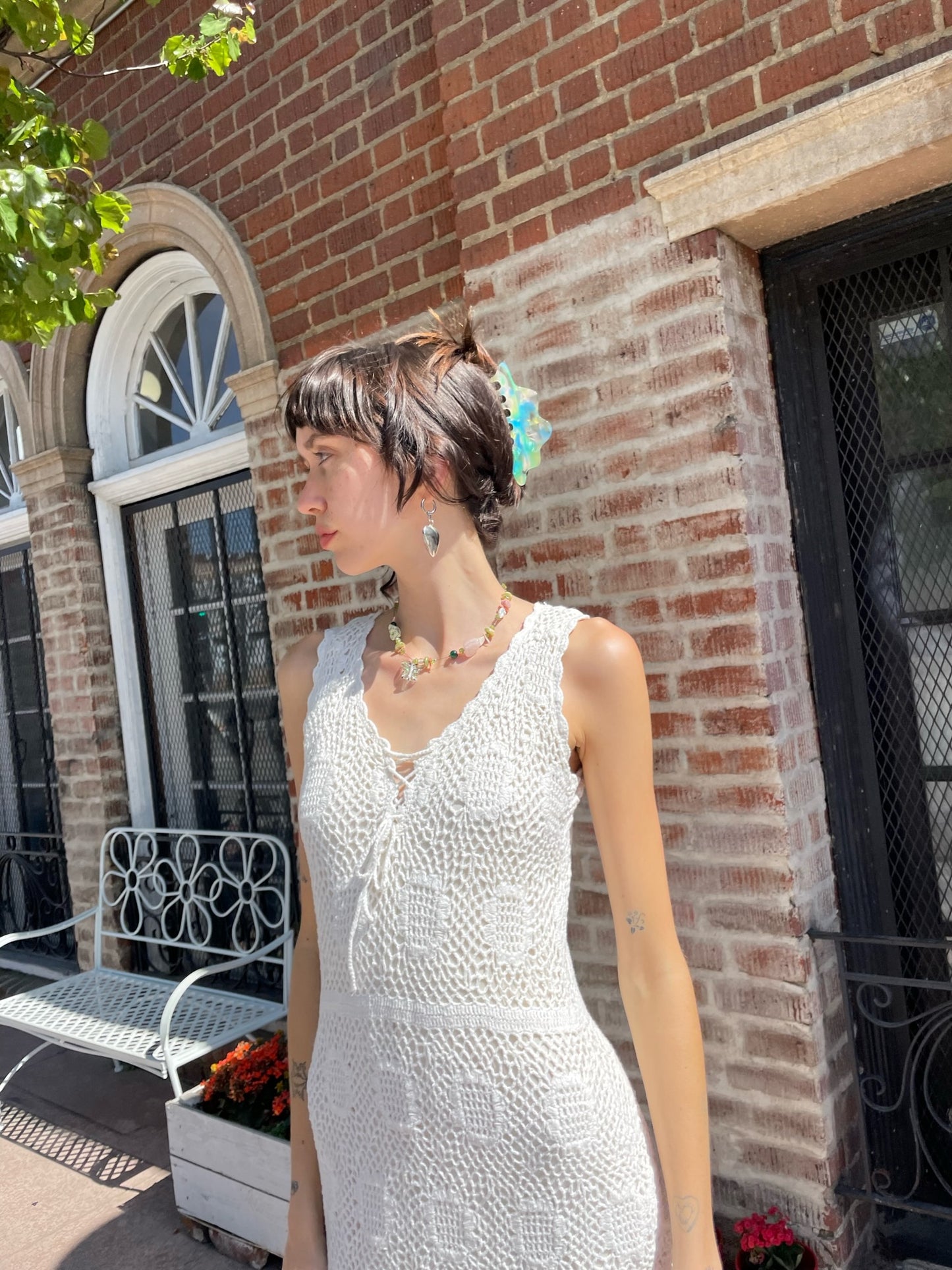 White Crochet Tank Dress (S)