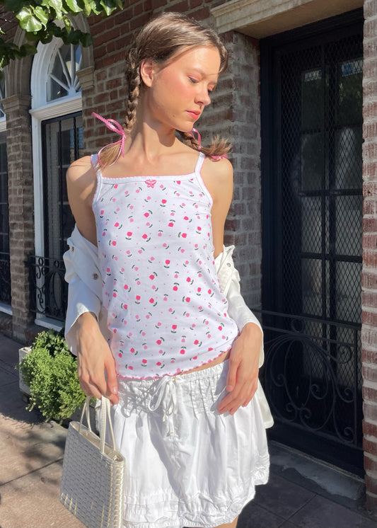 White & Pink Floral Tank