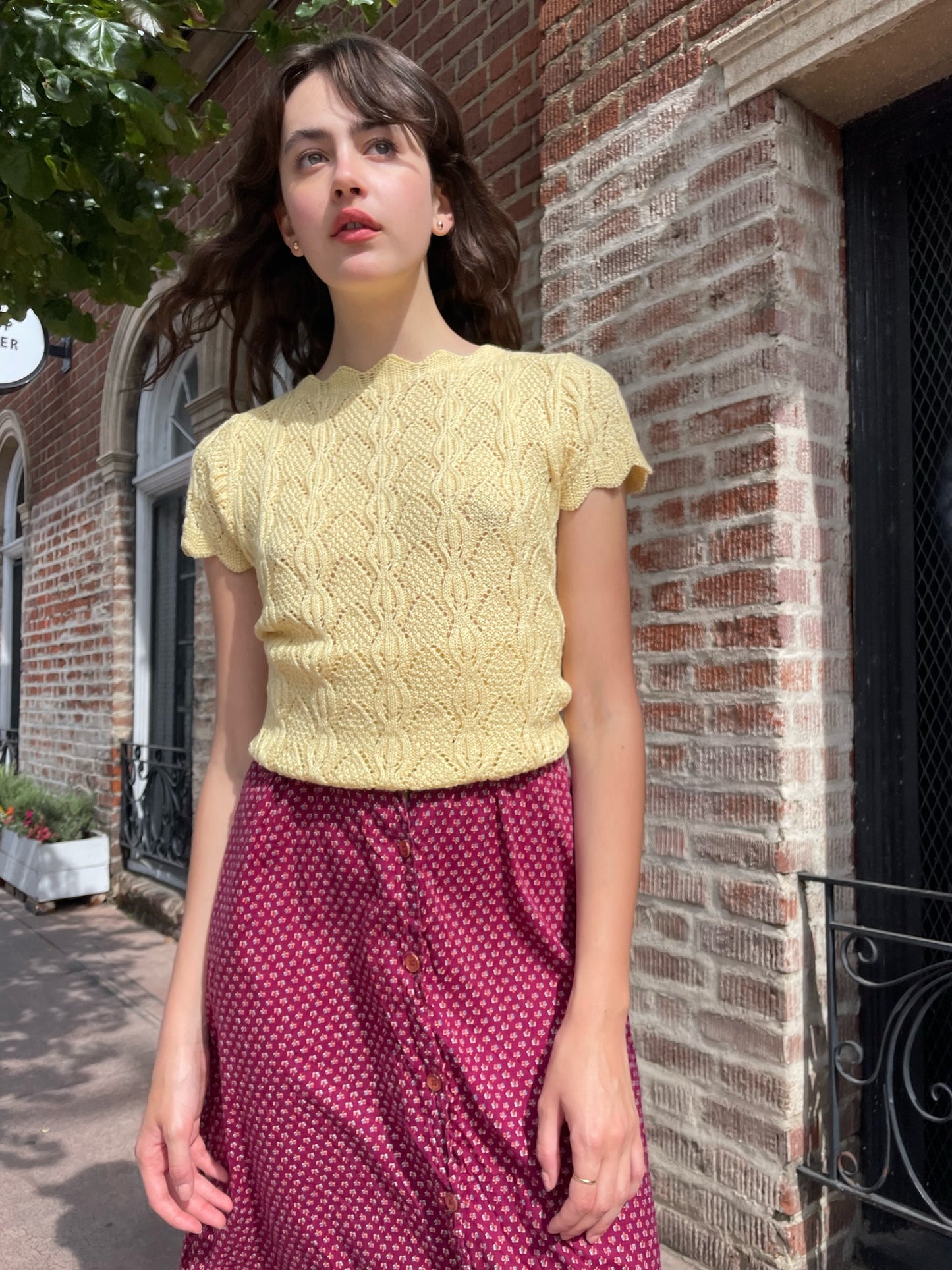 Yellow Crochet Top (S)