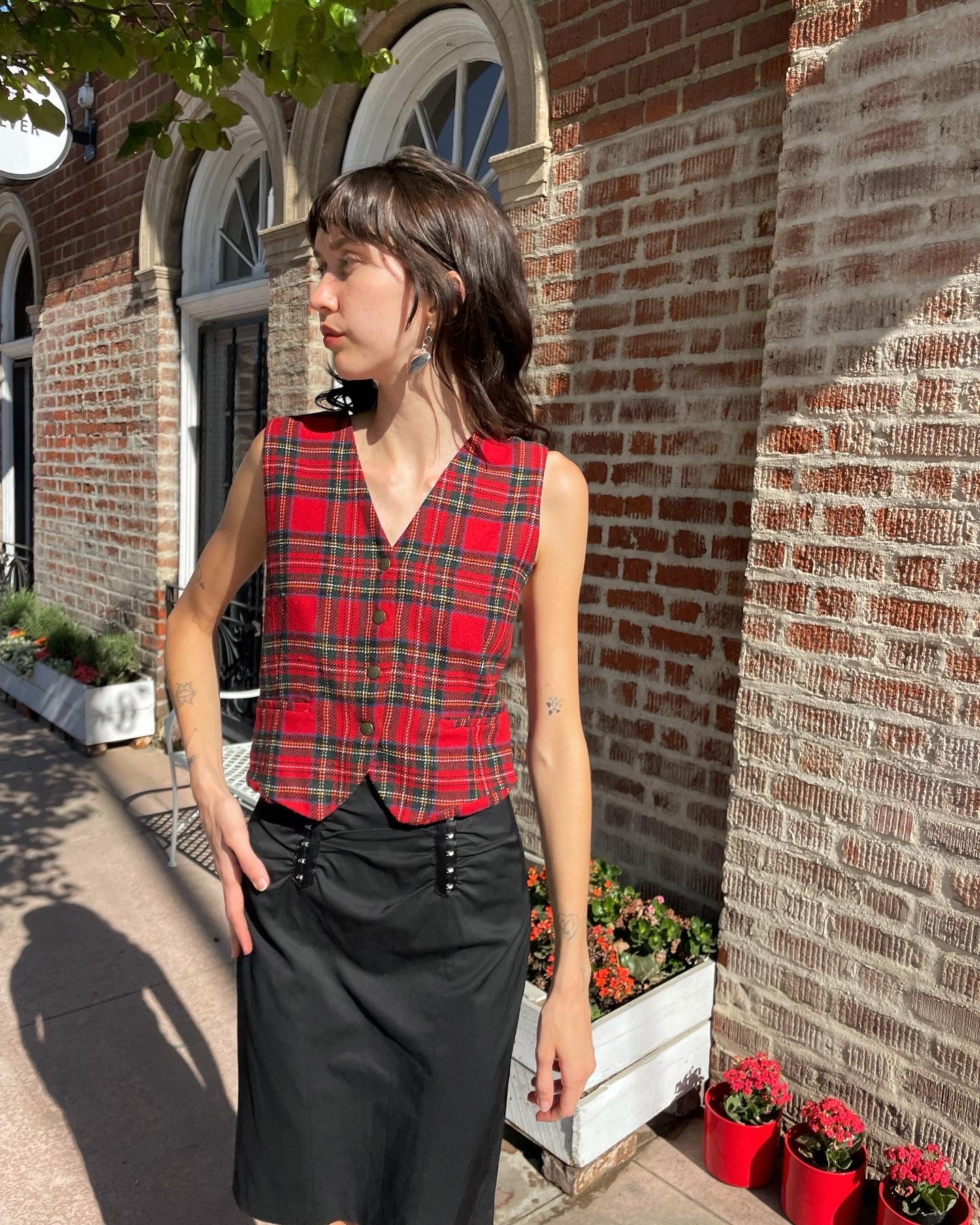 Plaid Wool Vest (S)