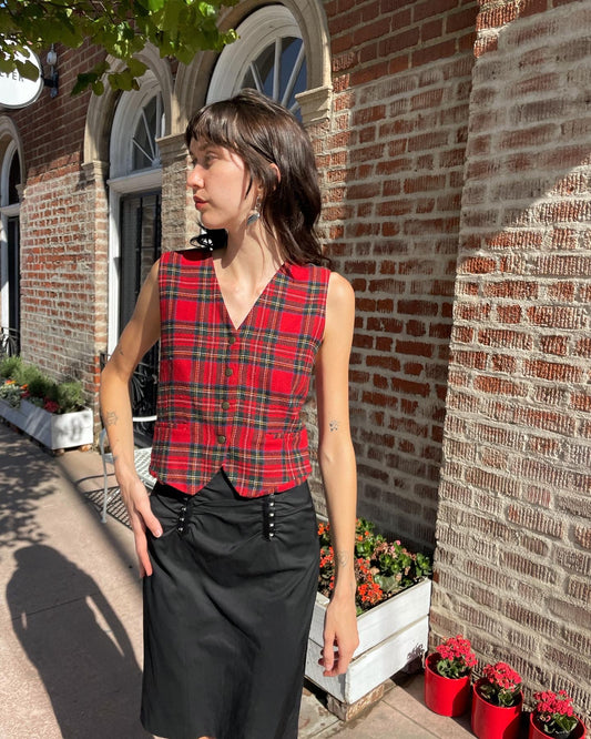 Plaid Wool Vest (S)