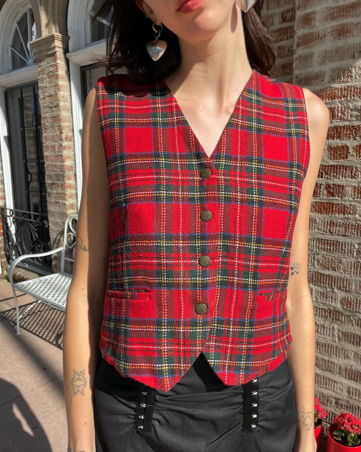 Plaid Wool Vest (S)