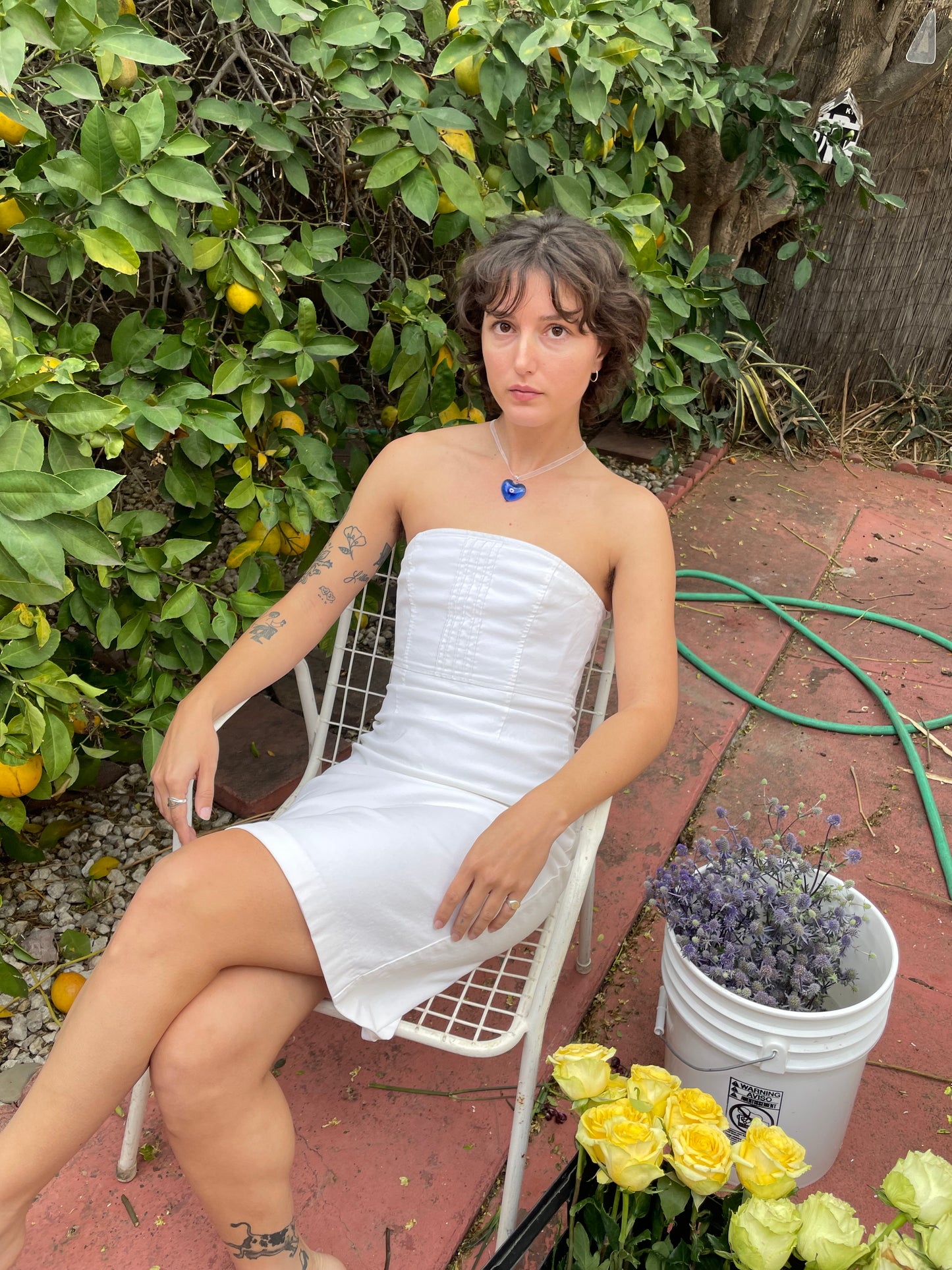 Vintage Evil Eye Heart Glass Pendant