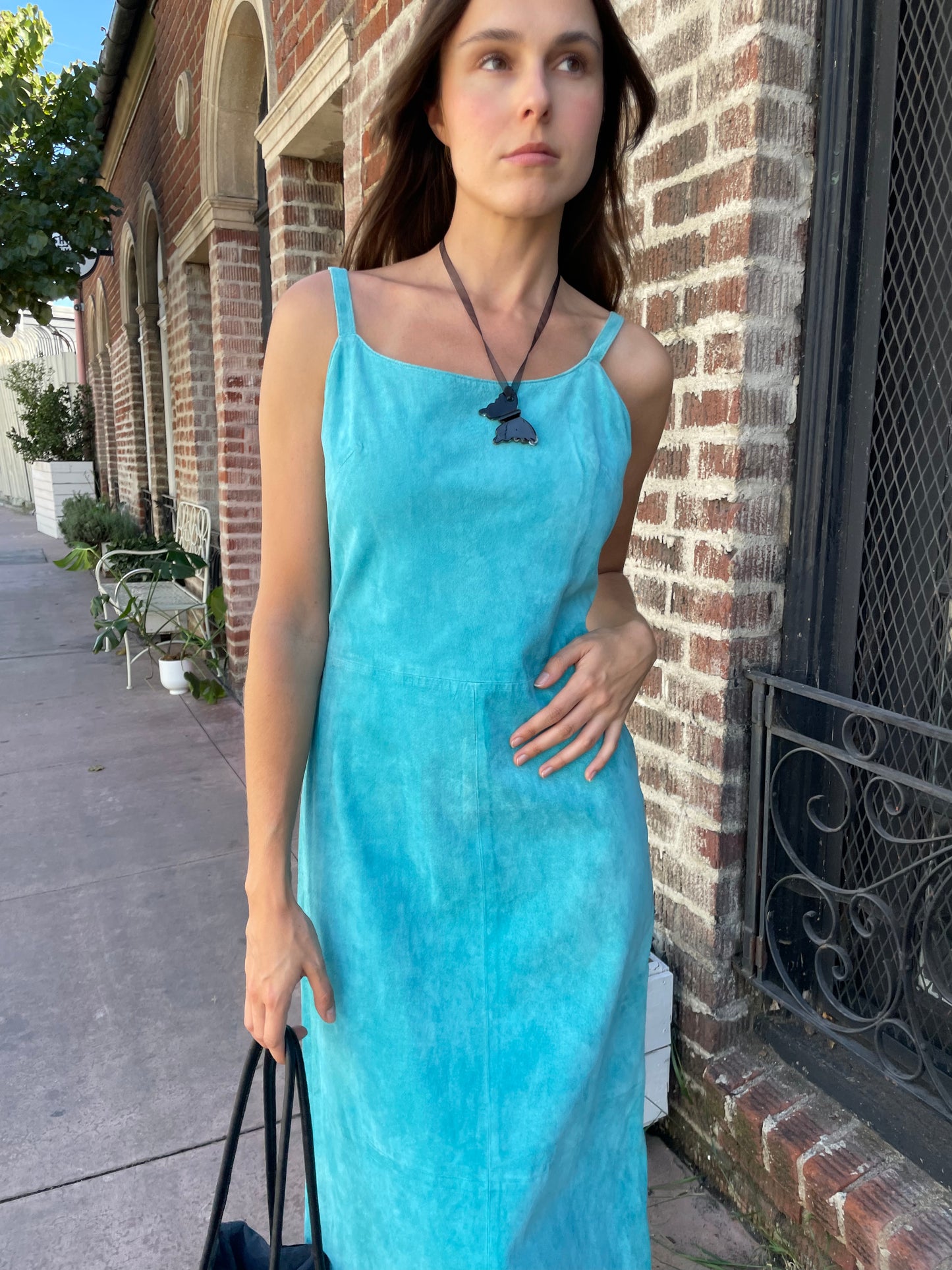 Turquoise Leather Dress (S)