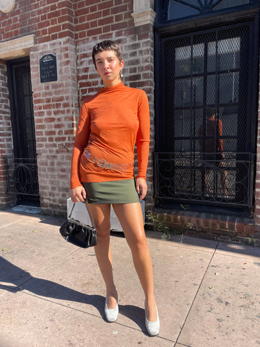 Orange Sheer Turtleneck (S)