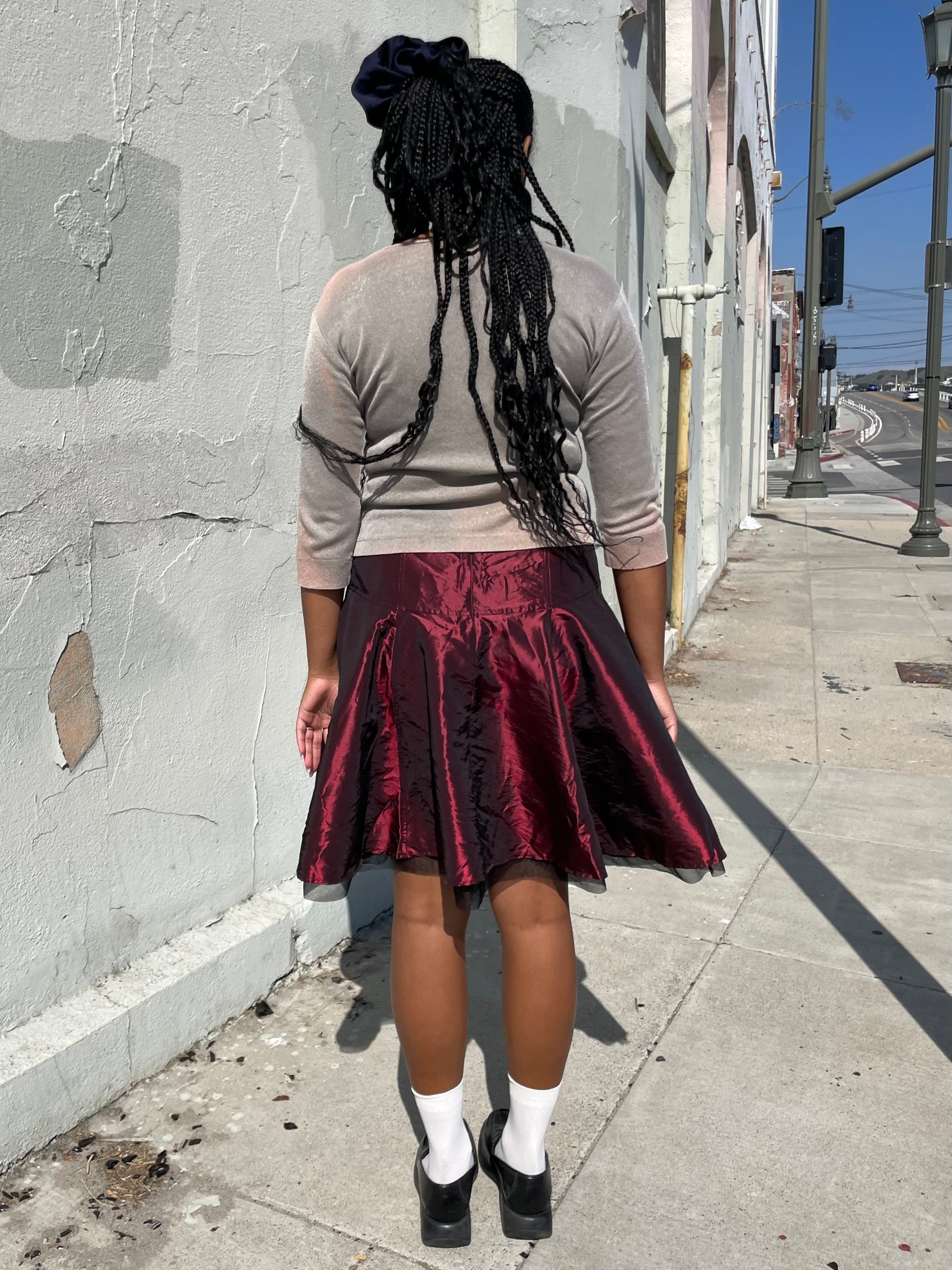 girl wearing two tone blouse