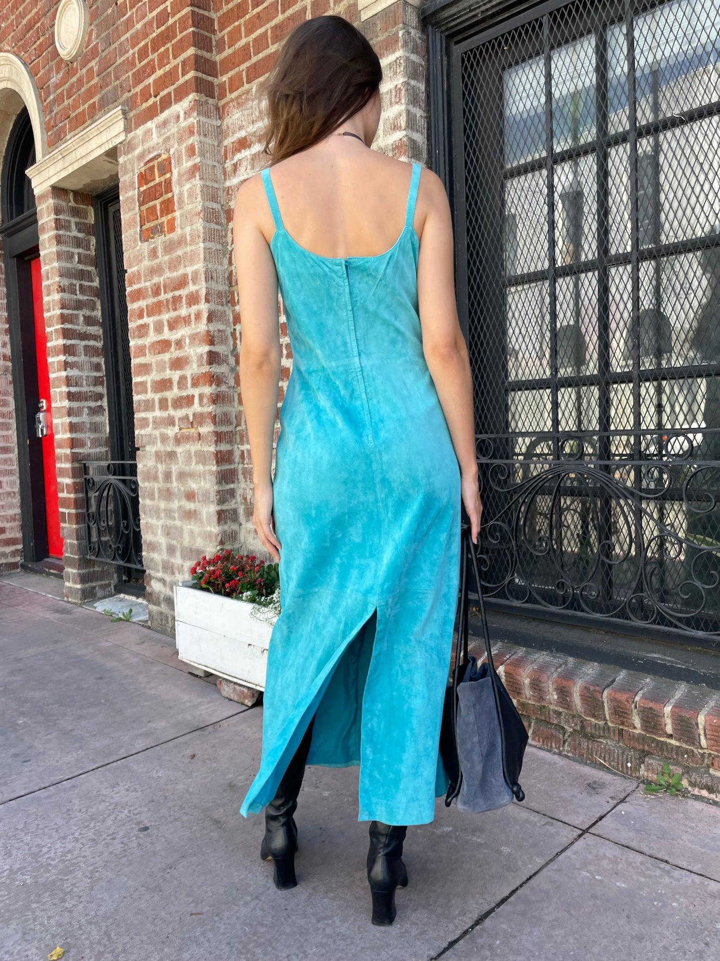 Turquoise Leather Dress (S)