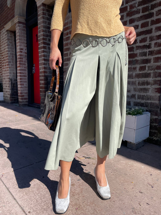 Sage Green Pleated Trousers (S)