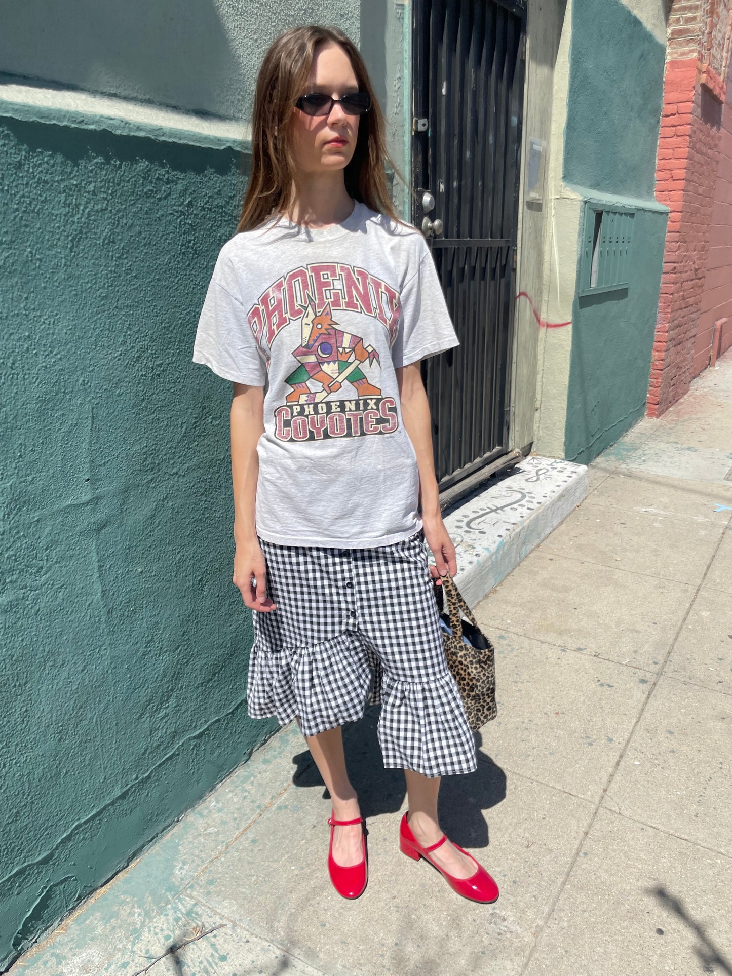 B&W Gingham Asymmetrical Skirt (S)