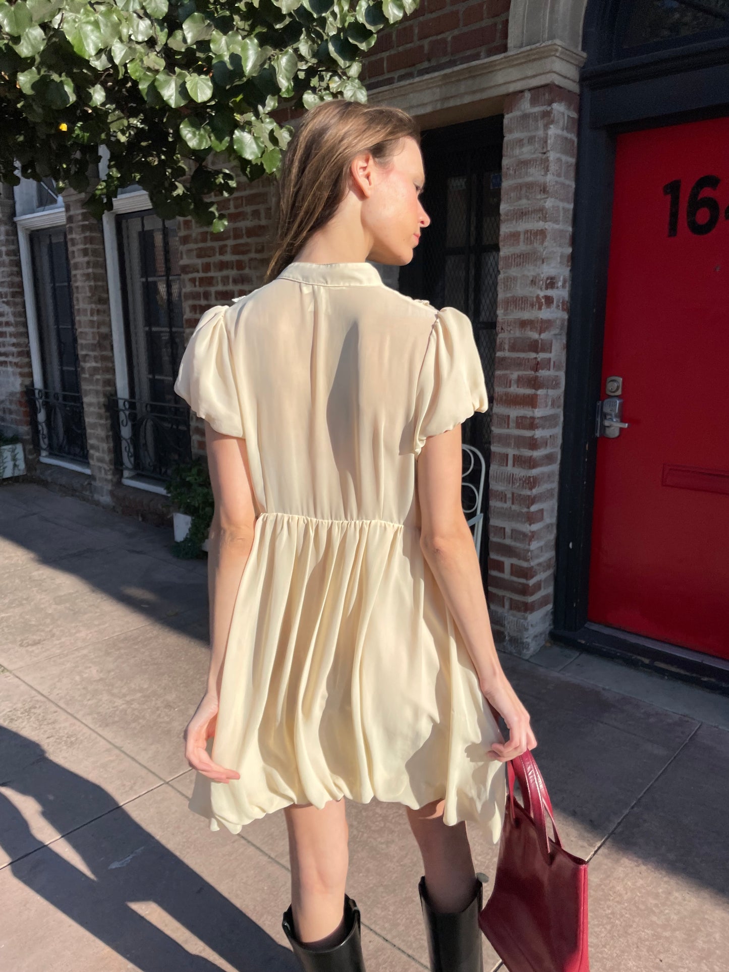 Cream Victorian Sheer Mini Dress (S)