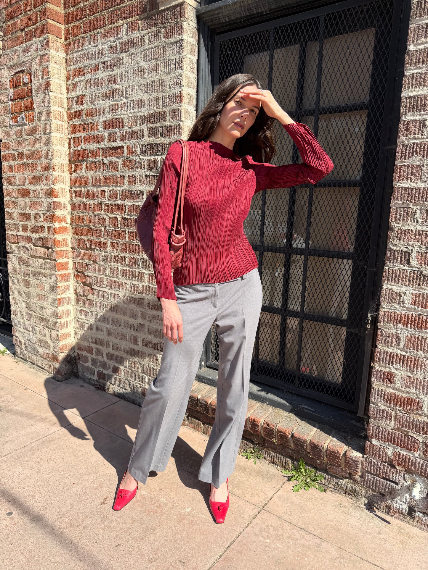 Oxblood Textured Long Sleeve (S)