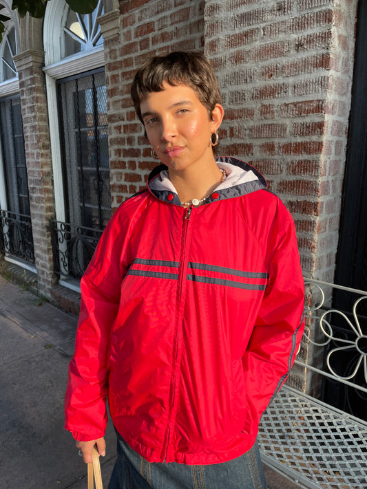 girl in red sport jacket