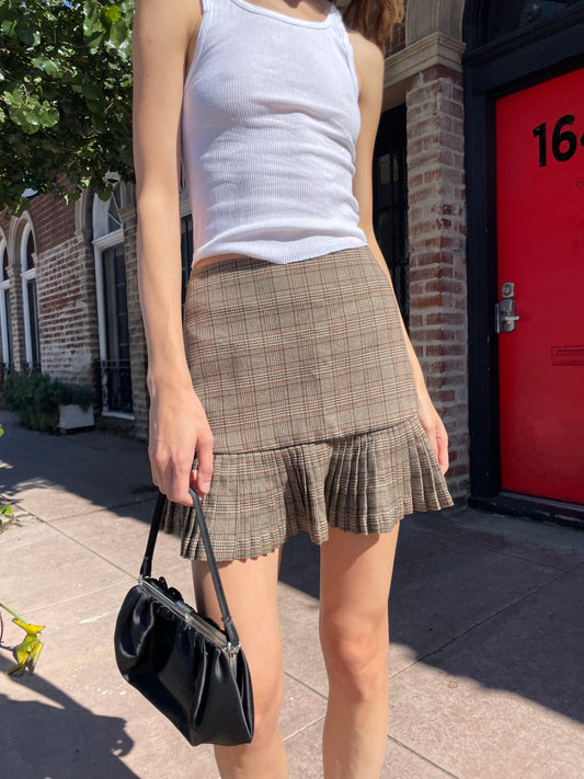 Espresso Plaid Skirt (XS)