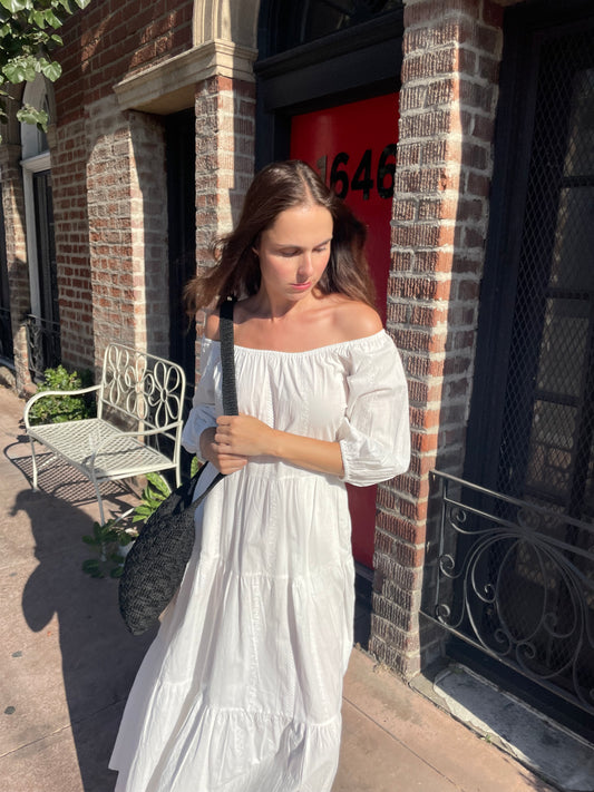 White Off-The-Shoulder Cotton Dress (S)