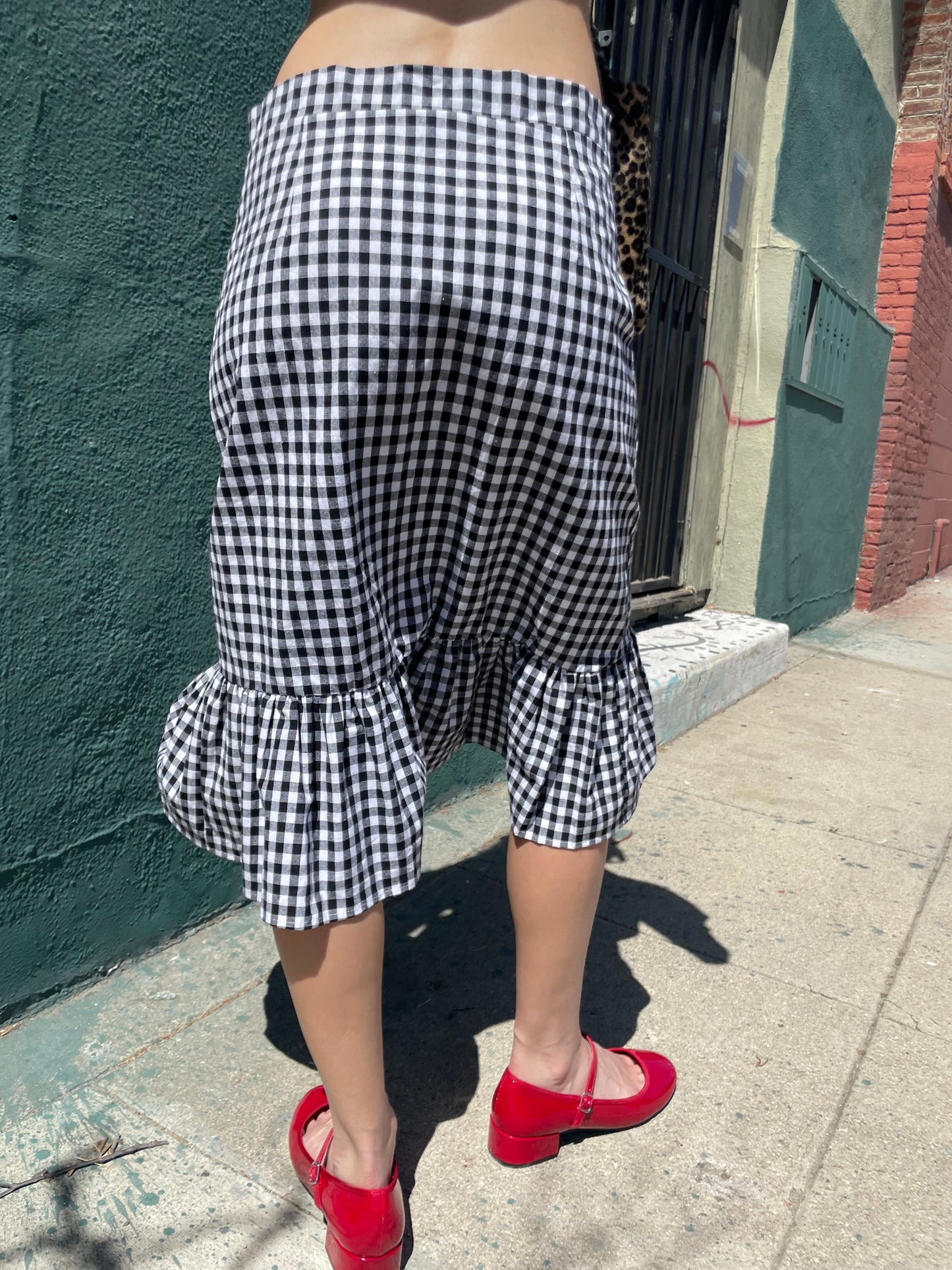 B&W Gingham Asymmetrical Skirt (S)