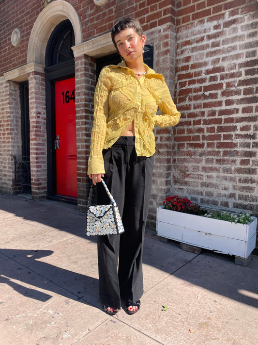 Yellow Sheer Button Down  (S)