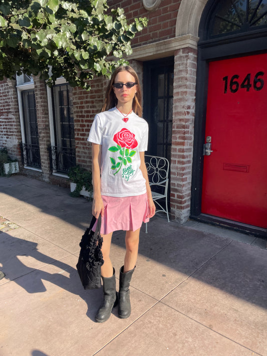 Red Lined Pleated Skirt (S)