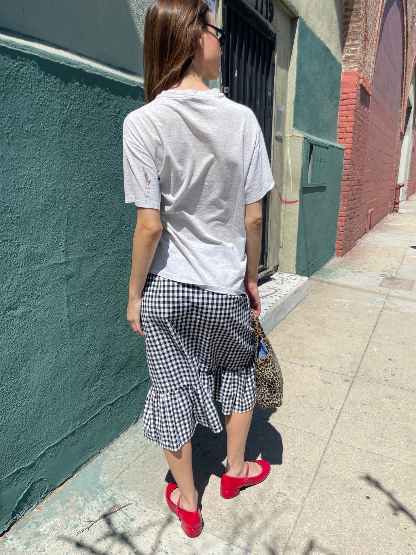 B&W Gingham Asymmetrical Skirt (S)