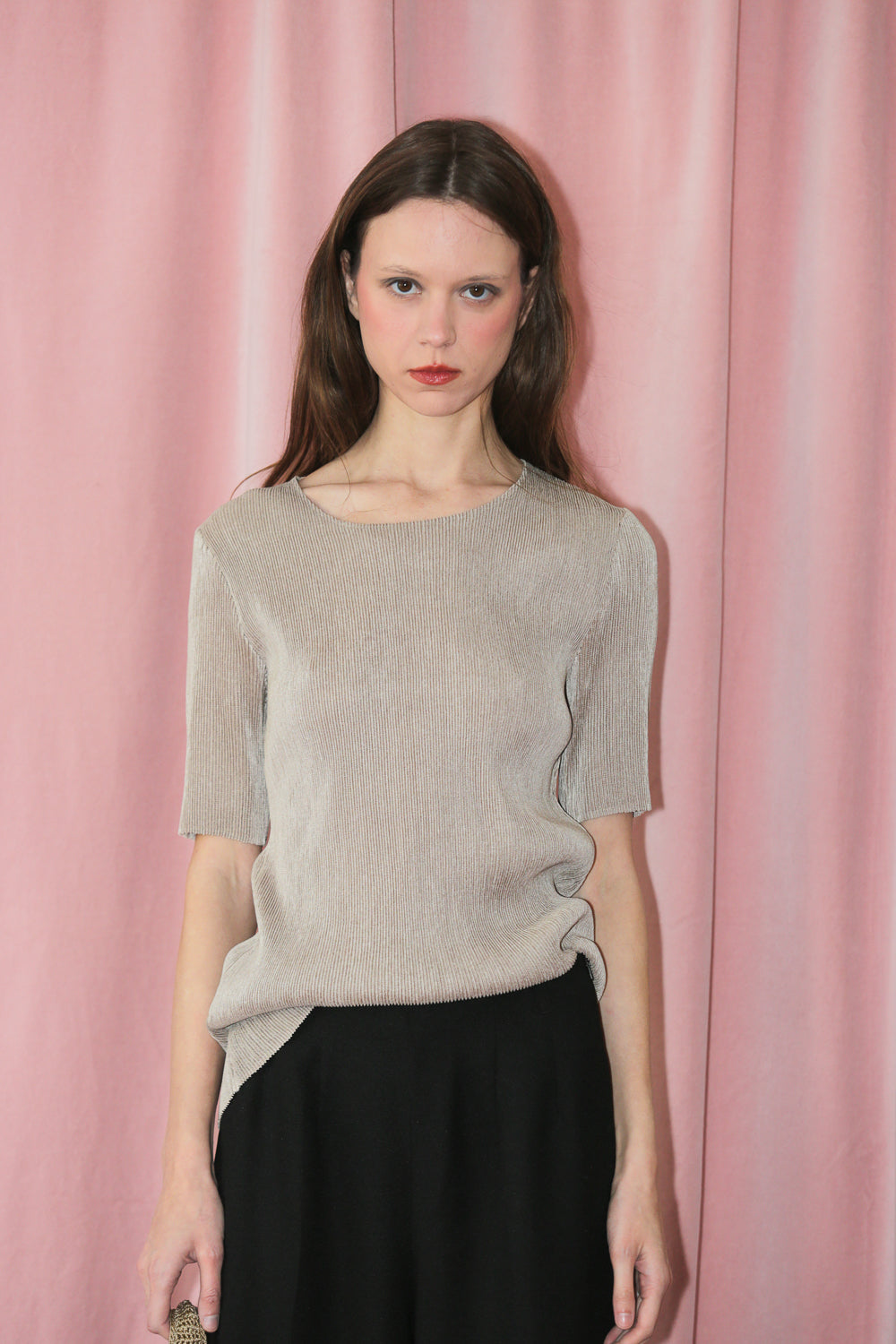 Silver Pleated Top (S-M)