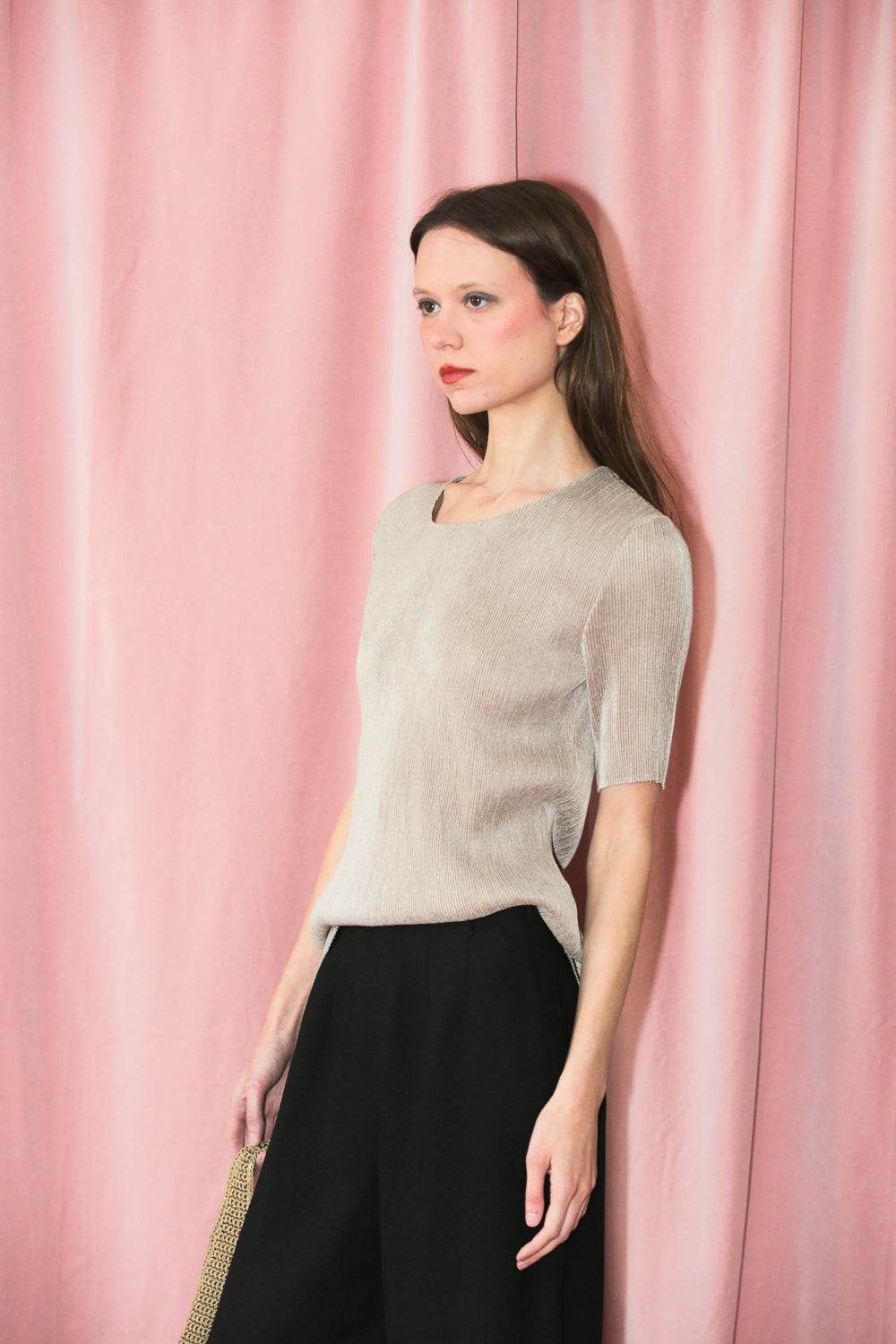 Silver Pleated Top (S-M)